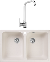 Комплект Мойка GranFest Quarz Z 15 белая + Смеситель MEGA Ege MG-PL10 хром