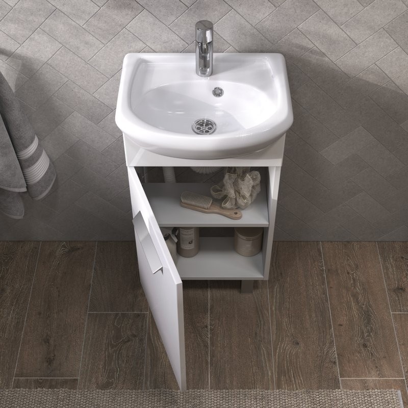 Тумба с раковиной Vigo Hoska 45 1 дверца, белая