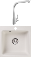 Комплект Мойка GranFest Smart SM 430 белый + Смеситель MEGA Mega