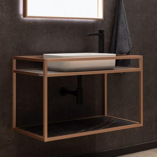 Консоль с раковиной Allen Brau Liberty 75 подвесная, медь браш, столешница бежевая