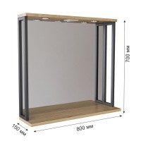 Зеркало для ванной Mixline "БРУКЛИН" 80 Дуб Бунратти с подсветкой (ЛДСП)