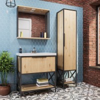 Зеркало для ванной Mixline "БРУКЛИН" 80 Дуб Бунратти с подсветкой (ЛДСП)