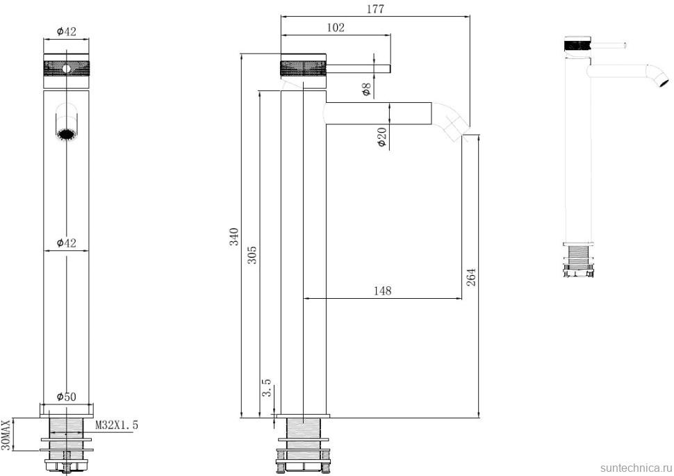 Смеситель для раковины Allen Brau Priority 5.31A02-MG брашированный графит
