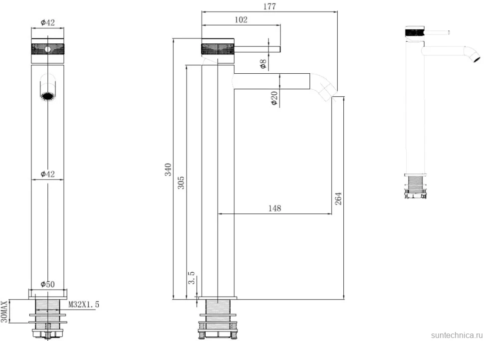 Смеситель для раковины Allen Brau Priority 5.31A02-MG брашированный графит