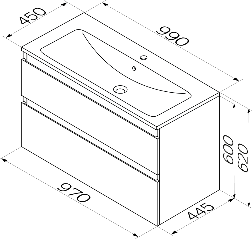 Тумба под раковину без столешницы AM.PM X-Joy 100, подвесная, белый глянец