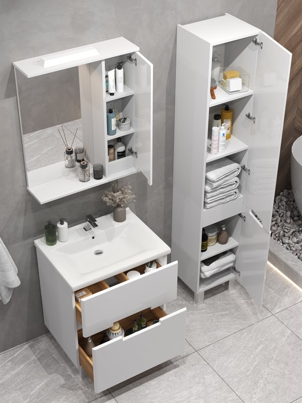 Тумба с раковиной SanStar Ориана 60 напольная, раковина Santek Миранда 60