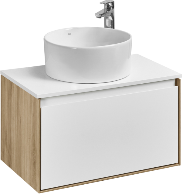 Тумба с раковиной AQUATON Либерти 70 со столешницей белый глянец, раковина Mila 40
