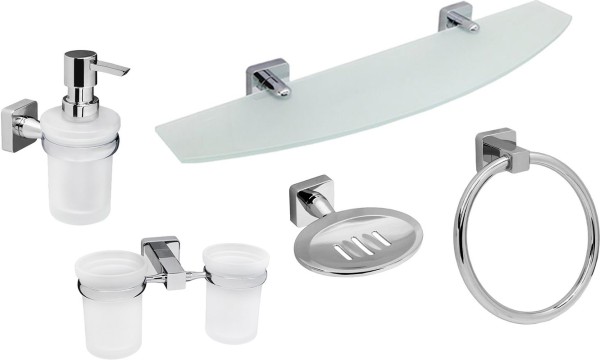 Набор Стакан Wasserkraft Lippe K-6528D + Мыльница K-6569 + Дозатор K-6599 + Полка K-6524 + Полотенцедержатель K-6560