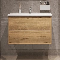 Тумба с раковиной SanStar Siva 70 подвесная, дуб вотан, раковина Como