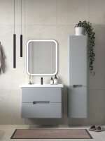 Мебель для ванной комнаты SanStar Ориана 70 подвесная, серая, раковина Kirovit Фостер 70