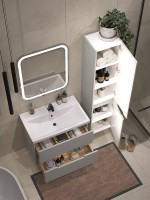 Мебель для ванной комнаты SanStar Ориана 70 подвесная, серая, раковина Kirovit Фостер 70