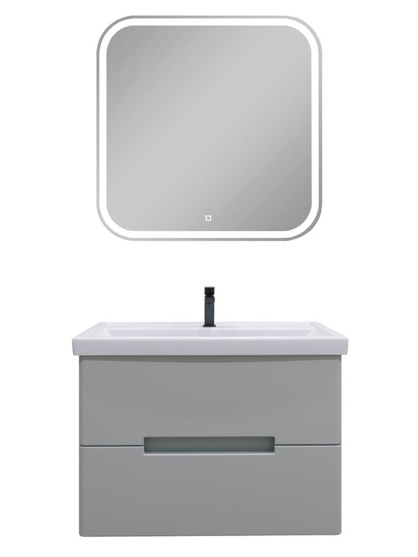 Мебель для ванной комнаты SanStar Ориана 70 подвесная, серая, раковина Kirovit Фостер 70