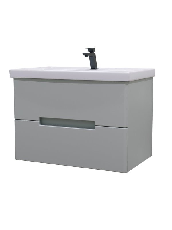 Мебель для ванной комнаты SanStar Ориана 70 подвесная, серая, раковина Kirovit Фостер 70