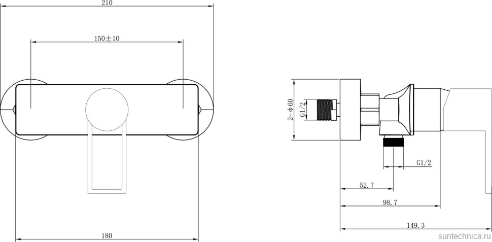 Смеситель для душа beWash Element BVMM0SH700 хром