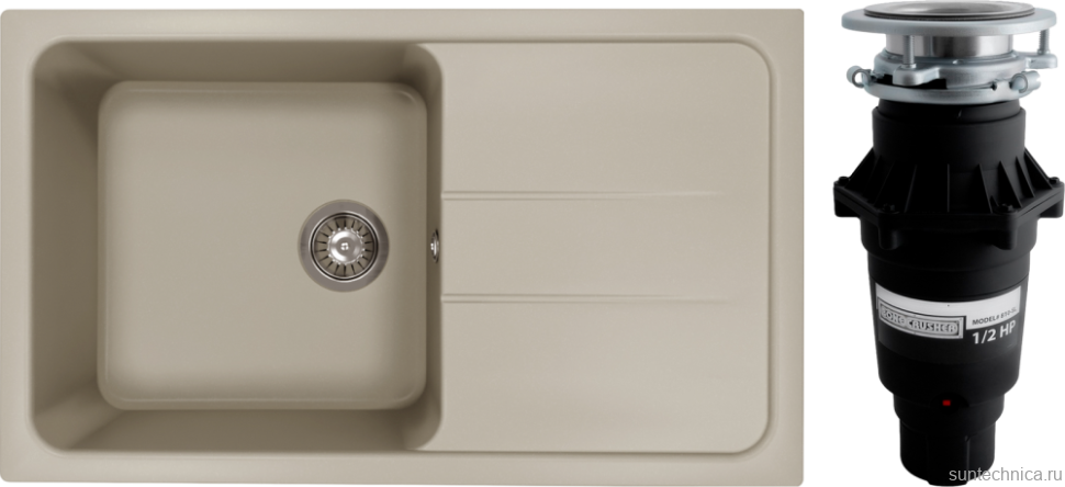 Комплект Мойка Florentina Специя 860 грей + Измельчитель Bone Crusher BC 810-SL Slim Line