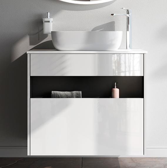 Тумба с раковиной AM.PM Func 80 белый глянец, со столешницей, раковина M8FWCC10510WG