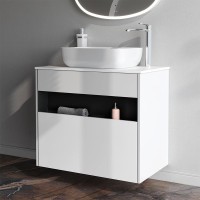 Тумба с раковиной AM.PM Func 80 белый глянец, со столешницей, раковина M8FWCC10510WG