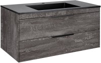 Тумба с раковиной Vincea Chiara 2D 100, 2 ящика, камень, с черной раковиной