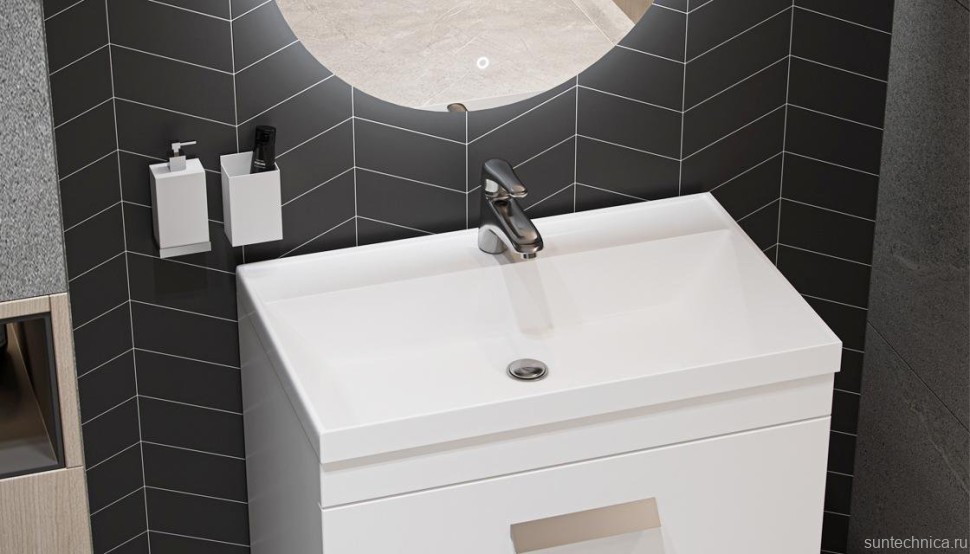 Тумба с раковиной Velvex Orlando 70 белая матовая