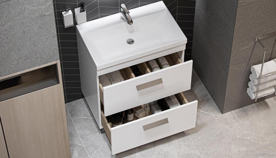 Тумба с раковиной Velvex Orlando 70 белая матовая