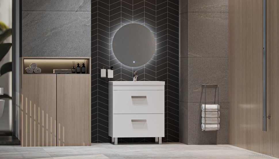 Тумба с раковиной Velvex Orlando 70 белая матовая