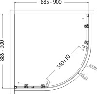 Душевой уголок AQUAme AQM3801F-9 90х90, профиль хром