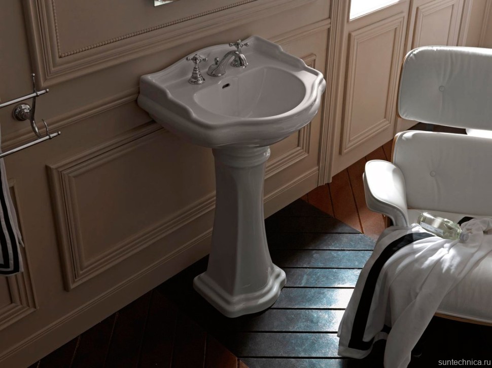 Раковина Kerasan Retro 104701D 73 см, 3 отв., с пьедесталом