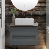 Тумба под раковину со столешницей Runo Орлеан 70 серая, черная