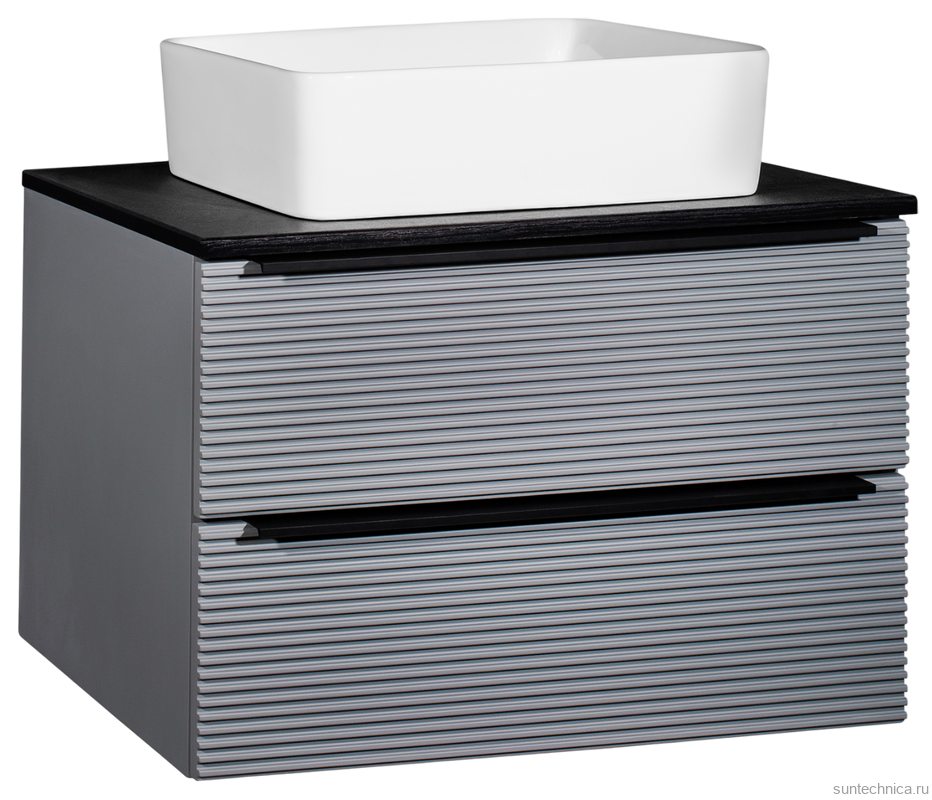 Тумба под раковину со столешницей Runo Орлеан 70 серая, черная