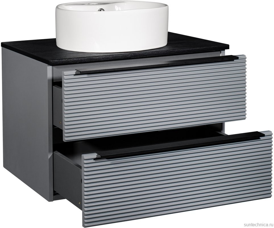 Тумба под раковину со столешницей Runo Орлеан 70 серая, черная