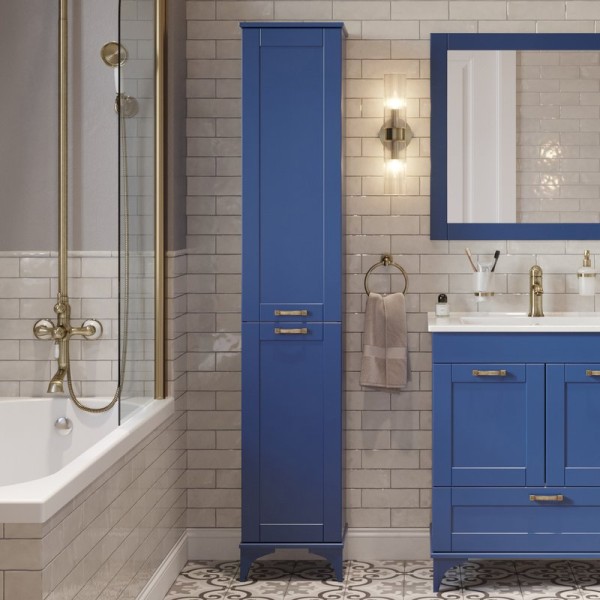 Шкаф пенал для ванной Sanflor Ванесса 2 L, напольный, индиго
