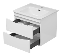 Тумба с раковиной Misty Мираж 60 подвесная, белый глянец