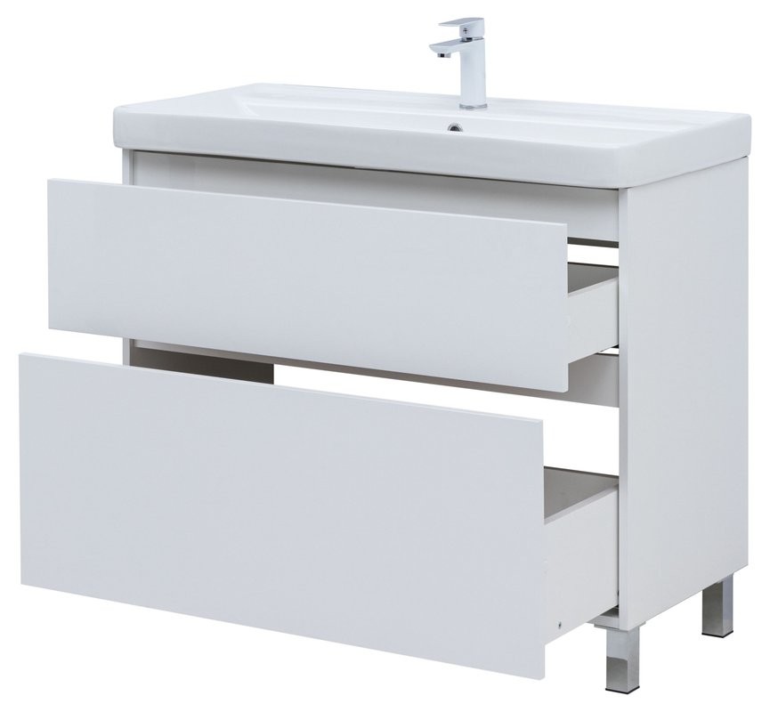 Тумба под раковину Aquanet Вега 100 985x460x790 напольная белый глянец