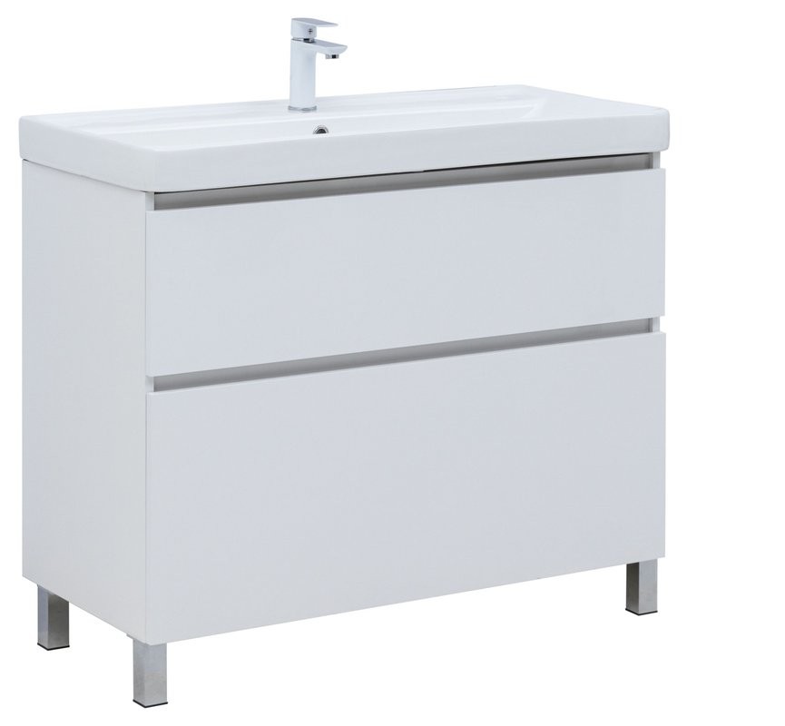 Тумба под раковину Aquanet Вега 100 985x460x790 напольная белый глянец
