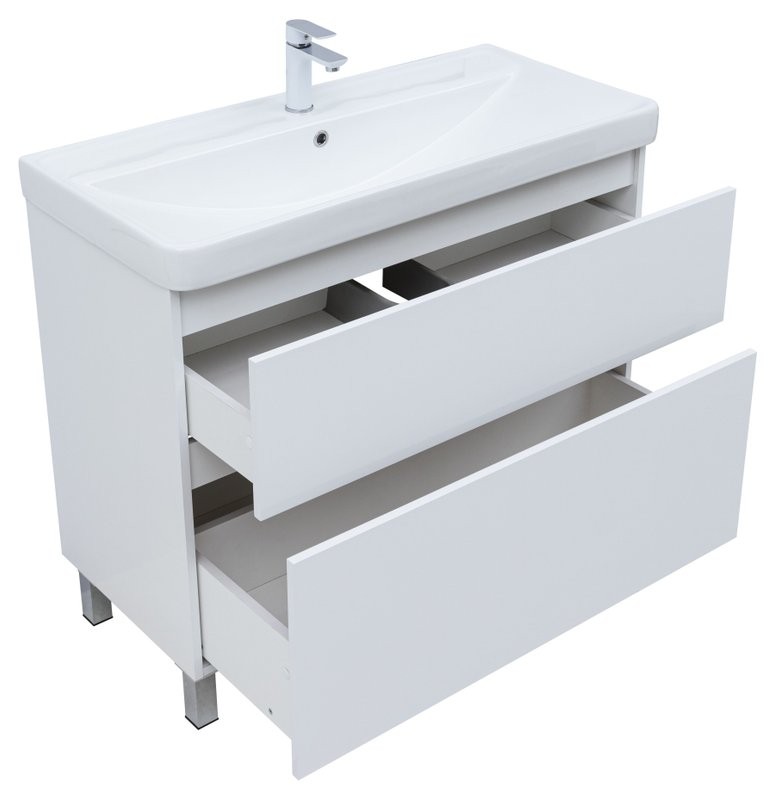 Тумба под раковину Aquanet Вега 100 985x460x790 напольная белый глянец
