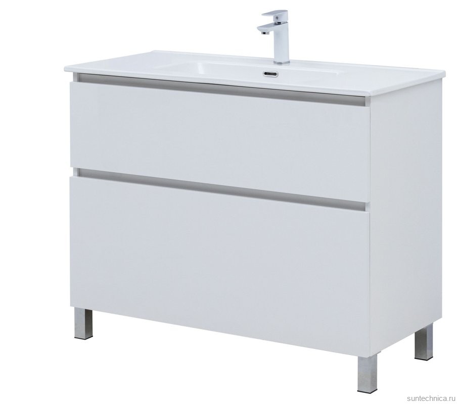 Тумба под раковину Aquanet Вега 100 985x460x790 напольная белый глянец