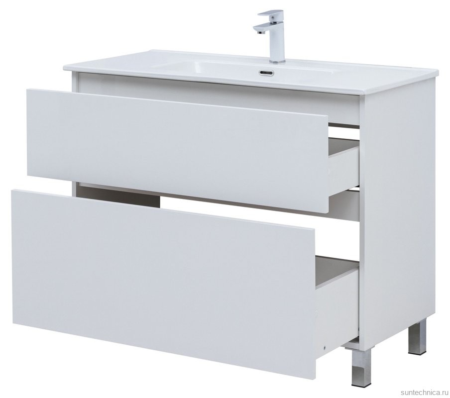 Тумба под раковину Aquanet Вега 100 985x460x790 напольная белый глянец