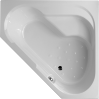 Акриловая ванна Jacob Delafon Bain-Douche R 145x145 см, угловая, правая, пристенная, белая, пятиугольная, с каркасом, с сиденьем