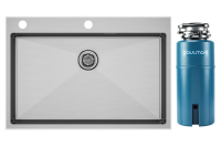 Комплект Мойка Paulmark Kroner-Edge PM777551-BS брашированная сталь + Измельчитель Intenso