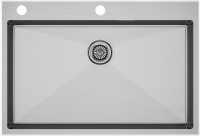 Комплект Мойка Paulmark Kroner-Edge PM777551-BS брашированная сталь + Измельчитель Intenso