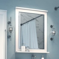Зеркало Misty Марта 70 белое глянцевое, с полкой