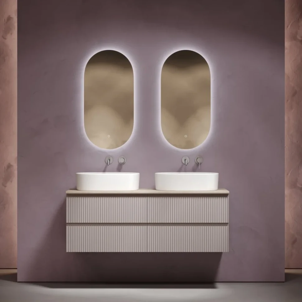 Зеркало Sancos Oval 45 OV45C с фоновой подсветкой, набор 2 шт