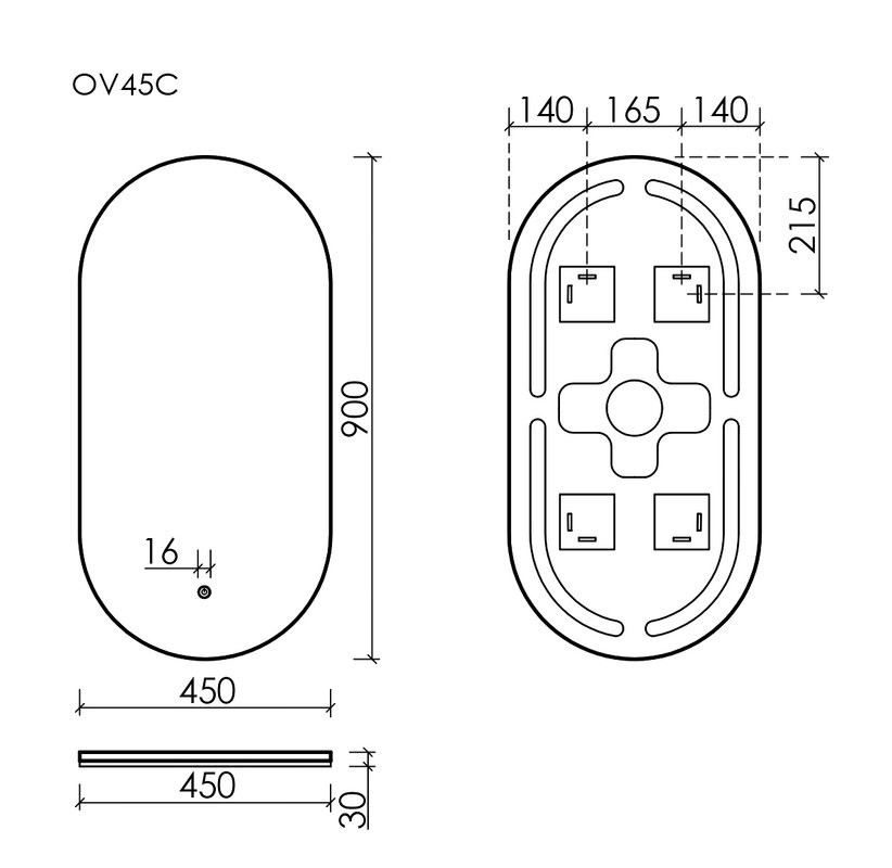 Зеркало Sancos Oval 45 OV45C с фоновой подсветкой, набор 2 шт
