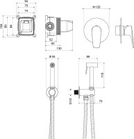 Гигиенический душ AQUATEK Бетта AQ1119CR со смесителем, С ВНУТРЕННЕЙ ЧАСТЬЮ, хром