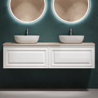 Тумба с раковиной Sancos Very 160 bianco, столешница бежевая TT160A2X, раковина CN6009