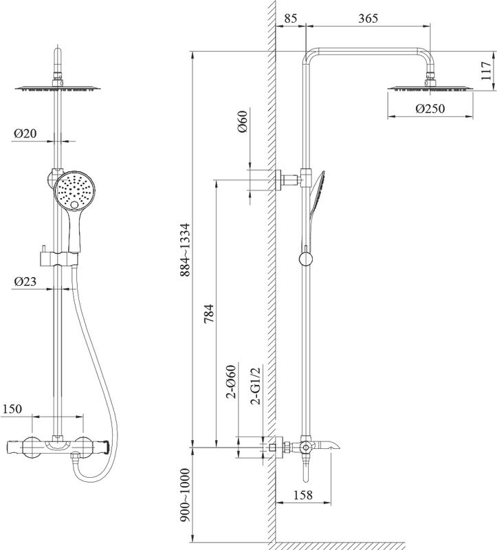 Душевая стойка AltroBagno Costanza 030419 Or золото