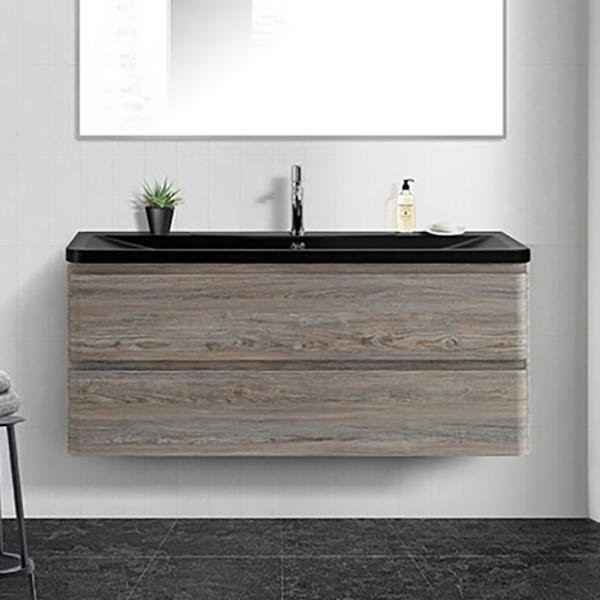 Тумба с раковиной BelBagno Albano 120 подвесная, pino scania, черная матовая раковина