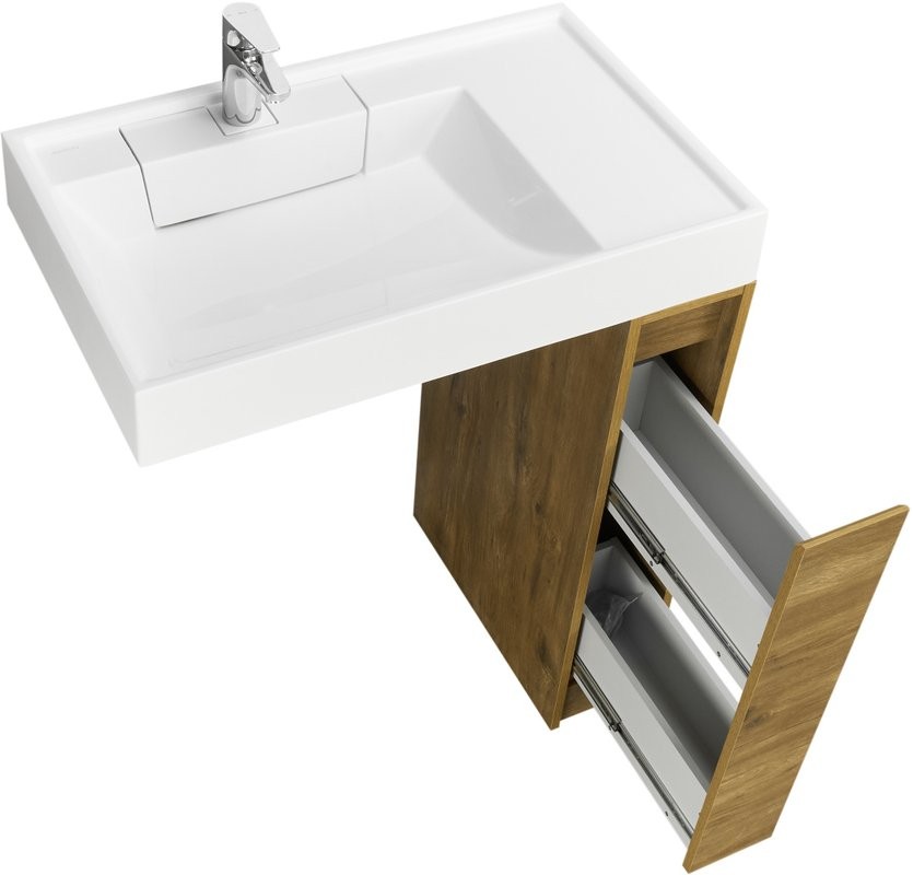 Тумба под раковину без столешницы AQUATON Лондри 20 дуб рустикальный, фасад дуб рустикальный