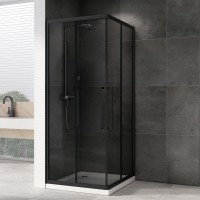 Душевой уголок Abber Schwarzer Diamant AG02100BDTH 100x100, профиль черный, стекло тонированное серое