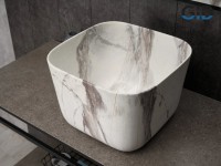 Накладная раковина GID Creativo Mnc9301 38 под матовый камень, квадратная, фаянс
